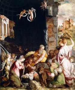De Aanbidding van de Herders door Friedrich Sustris