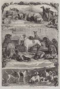 De Tentoonstelling van Sport- en andere Honden in de Paardenrepository, Holborn, Prijsdieren door Friedrich Wilhelm Keyl