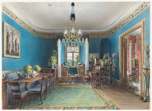 Tekening, De blauwe kamer, Schloss Fischbach, 1846