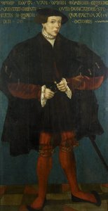 Portret van Worp van Ropta, Hoofdmagistraat van Oost-Dongeradeel door Friese School 1542