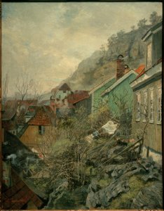 Huizen in Kragerø door Fritz Thaulow
