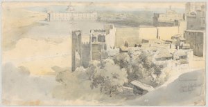 Toledo met uitzicht op de Alcazar door Fritz (Friedrich) Bamberger