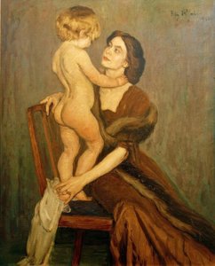 Dame met kind door Fritz Rhein