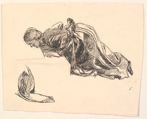 Schets voor de figuur van de moeder op: Daar heb je je ogen, zei de dood... door Fritz Syberg