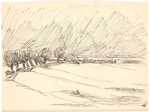 Winterlandschap met populieren door Fritz Syberg