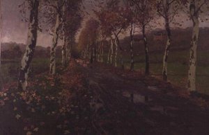 De laan van zilverberken door Fritz Thaulow