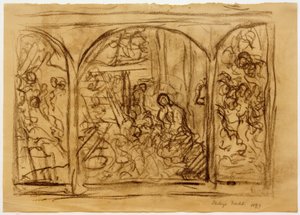 Compositieschets "De Heilige Nacht" door Fritz von Uhde