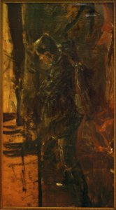 Studie van een man met rugzak door Fritz von Uhde