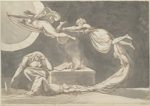 Bezweringsscène met een heks bij het altaar, 1779 door Füssli