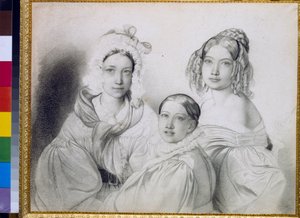 Portretten van de gravinnen Praskovia, Nadezhda en Maria, dochters van prins Piotr Viazemski door Fyodor Bruni