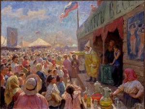 Een kermis door Fyodor Ivanovich Rerberg