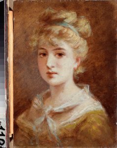 Une femme parisienne (Een Parijse Vrouw) - Schilderij door Fyodor Petrovich Tchumakov (Tchoumakov) (1823-1911), Russische kunst eind 19e-begin 20e eeuw, modernisme - M Tuganov Kunstmuseum van de Noord-Ossetische, Vladikavkaz (Rusland) door Fyodor Petrovich Tchumakov