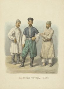 Kazan Tataren, illustratie uit de serie Kleding van de Russische Staat, 1869 door Fyodor Grigoryevich Solntsev