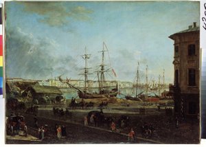 Uitzicht op de Engelse kade vanaf het Vasilievski-eiland, Sint-Petersburg door Fyodor Yakovlevich Alexeev