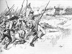 De divisie onder Alvarado stak het lage land over, 1902 door GB