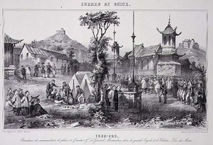Kwartieren van generaal Montauban in de Grote Pagode in Tche Fou, uit 