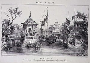 Uitzicht op Canton, vrouwelijke zeilers in hun sampans, uit 