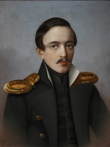 Portret van de dichter Mikhail Lermontov 1814-1841, 1887 door G.F. Krylov