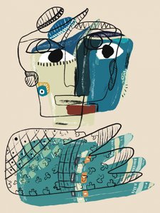 Abstracte gezichtsweerspiegeling