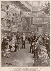 Bezoek van Koningin Victoria en Albert, Prins-Gemaal aan de Koninklijke Academie, Londen, 3 mei 1849 (fotogravure)