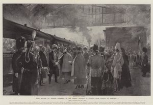 Koning Edward VII neemt afscheid van de Duitse Keizer op Charing Cross Station op 5 februari door G.S. Amato