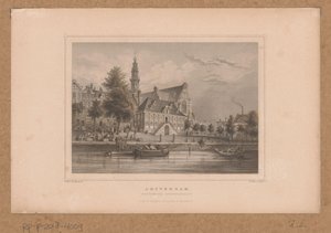 Gezicht op de Westerkerk te Amsterdam vanaf de Keizersgracht door G. Hess