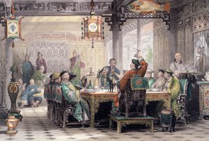 Dinerfeest in het huis van een mandarijn, China, 1843