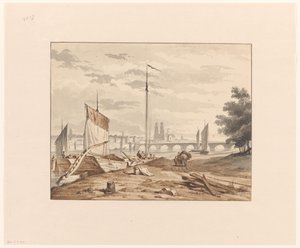 Gezicht op Orléans van de overzijde van de Loire door G. Veldhuyzen