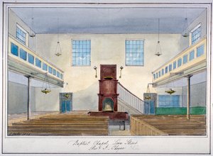 Interieur van de Lion Street Baptist Chapel, nabij New Kent Road, Southwark, Londen door G Yates