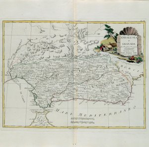 Andalusië en Granada, gravure door G. Zuliani uit Tome I van de Nieuwste Atlas gepubliceerd in Venetië in 1776 door Antonio Zatta, Privécollectie door G. Zuliani