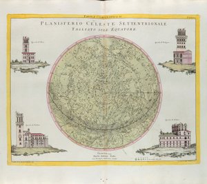 Kosmografische tafel van het noordelijke hemelplanisfeer gesneden op de evenaar, gravure door G. Zuliani uit Tome I van de Nieuwste Atlas gepubliceerd in Venetië in 1777 door Antonio Zatta door G. Zuliani