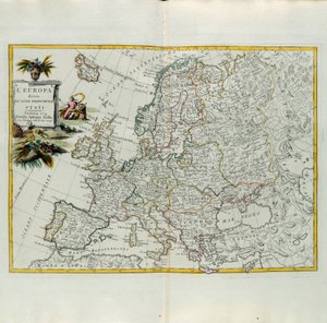 Europa verdeeld in zijn belangrijkste staten, gravure door G. Zuliani uit Tome I van de Nieuwste Atlas gepubliceerd in Venetië in 1776 door Antonio Zatta, Privécollectie door G. Zuliani