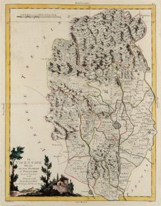 Landgebied van de Staat Veneto: gebied van Vicenza verdeeld in zijn bisdommen en magistraten, gravure door G. Zuliani uit Tome II van de "Nieuwste Atlas" gepubliceerd in Venetië in 1782 door Antonio Zatta, Privécollectie