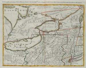 Pennsylvania, New York, zuidelijk New Jersey, met het westelijke deel van Connecticut, Massachusetts Bay en Land van de Iroquois, gravure door G. Zuliani uit Tome I van de 