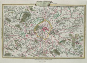 De omtrek van Parijs, de gouvernances van Frankrijk en Orleans, gravure door G. Zuliani uit Tome I van de Nieuwste Atlas gepubliceerd in Venetië in 1776 door Antonio Zatta, Privécollectie