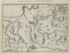 Het westelijke deel van Nieuw-Frankrijk of Canada, gravure door G. Zuliani uit Tome I van de "Nieuwste Atlas" gepubliceerd in Venetië in 1778 door Antonio Zatta, Privécollectie door G. Zuliani
