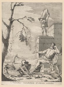 Treurende filosoof omgeven door vanitas symboliek door Gabriel Ehinger