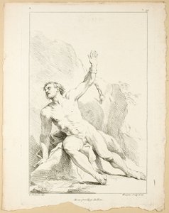 Figuur, uit Premier livre de figures d’Academies gravées en Partie par les Professeurs de l’ Académie Royale door Gabriel Huquier