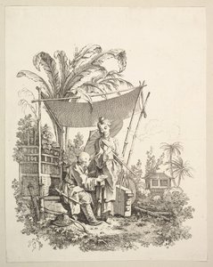 Vrouw toont curiosa aan soldaat, ca. 1742 door Gabriel Huquier