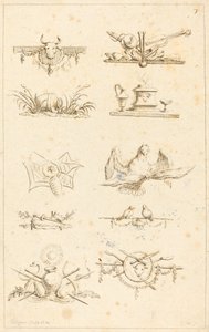 Ontwerpen voor staartstukken: pl. 7 door Gabriel Huquier after Claude Gillot