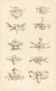 Ontwerpen voor Staartstukken: pl. 8 door Gabriel Huquier after Claude Gillot