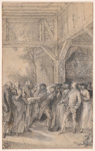 Boer vraagt toestemming om met de dochter van een edelman te trouwen door Gabriel Jacques de Saint Aubin