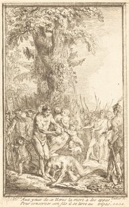 Heroïsche Daad van een Vader die zich Opoffert voor zijn Zoon door Gabriel Jacques de Saint Aubin