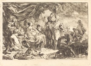 Laban op zoek naar zijn goden door Gabriel Jacques de Saint Aubin