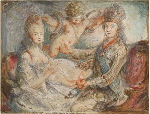 Lodewijk XVI en Marie-Antoinette gekroond door de Liefde
