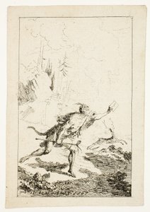 Boodschapper gestuurd naar M. Saint-Denis, door M. Belle-Isle, gevangene, plaat drie uit Les Nouveaux Voyages aux Indes Occidentales door Gabriel Jacques de Saint Aubin