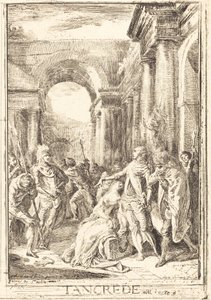 De Uitdaging [rechts] door Gabriel Jacques de Saint Aubin