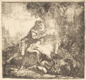 De Twee Geliefden (Les deux amants) door Gabriel Jacques de Saint Aubin