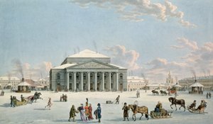 Het Bolsjojtheater, Sint-Petersburg door Gabriel of Matthias Lory, ca.1800, naar een schilderij van Johann Georg de Mayr, ca.1790 (gravure) door Gabriel L. & Lory Mathias G. (1784 1846) Lory
