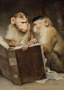 De geleerden (twee apen met een open boek)